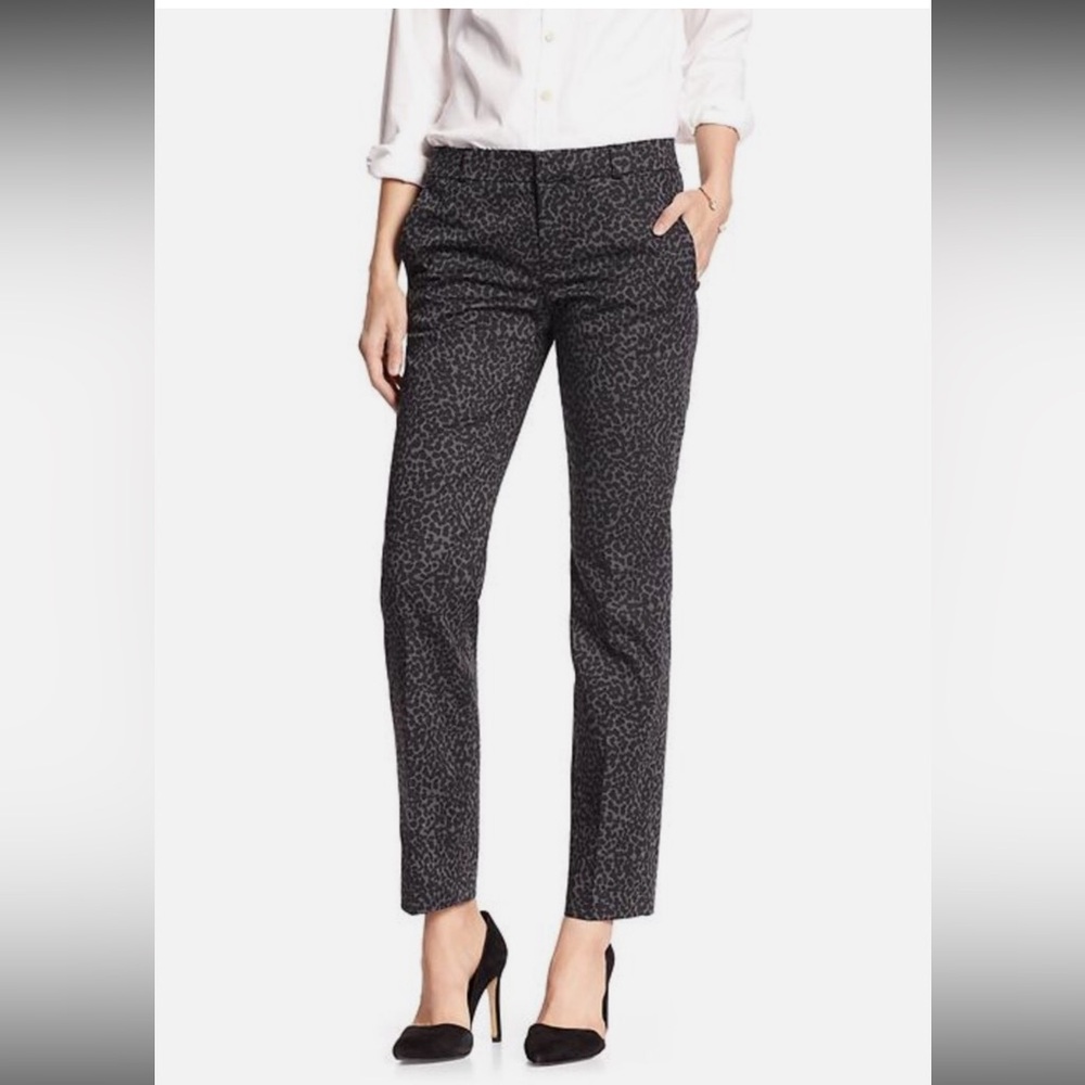 Banana Republic Reegan Charcoal Leopard Print Trousers